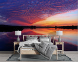 Nature Print Self-Adhesive Wall Mural for Living Room, Relaxation Area "Reflection of Clouds in the Lake" Accent Wall Decor