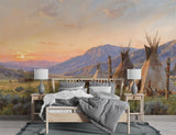 Non-Woven Mural For Living Room Historical Theme Print "Spirit Of The Ancestors. Reservation At Sunset" Design For Bedroom Combination Of History And Nature Art Wall Wallpaper For Office 🌄