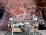 Peel and Stick Wall Mural Full Wall Abstract Print for Living Room Coral White Smoke Abstract Ocean Ink Art Wall for Office Bright Accent Wall