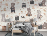 Cute Honey Bear Wallpaper • Sweet Beehive Peel and Stick or Non-Woven Wall Mural