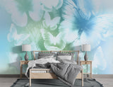 Floral Print | Non-Woven Wall Mural For Living Room | Butterfly Glow Art For Bedroom | Pastel Colors For Kids Room | Abstract Design 🌸