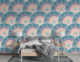 Indian print Pastel colors Full wall Peel and Stick Mural for living room Art wall for bedroom Relaxation area design "Mandala" accent wall
