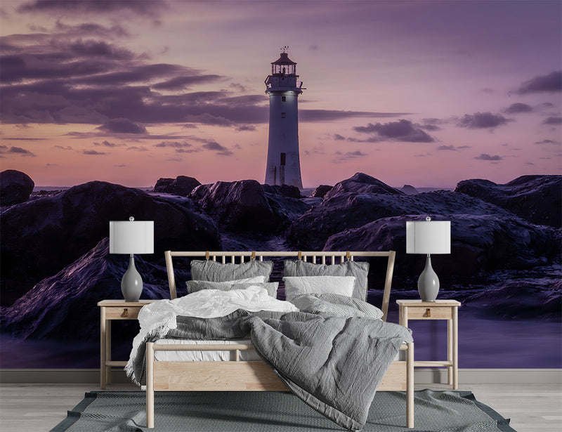 Natural Print Romantic Style Peel and Stick Wall Mural For Living Room And Bedroom Lighthouse Art For Entire Wall