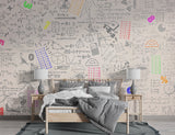 Accent wall Peel and stick wallpaper for kids’ room Bright highlighted formulas Calm background for learning Motivational print Wallpaper for living room or hall ✨