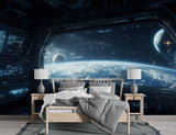 Cosmic Self-Adhesive Wall Mural Unique Space Print for Living Room, Bedroom, Office or Teen Room Spacecraft Control Interior Design Art Wall