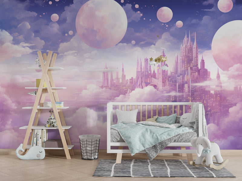 Peel and Stick Wall Mural For Kids Room "Dreamy Cloud Kingdom", Designed To Inspire Imagination And Create New Adventures