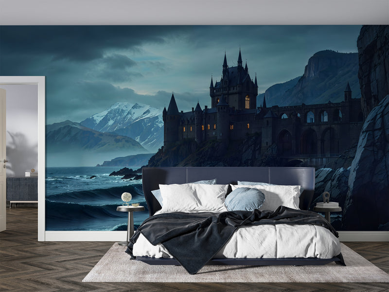 Gothic Style Self-Adhesive Wall Murals for Living Room, Bedroom, or Home Office – "Fortress at the Edge of the World"