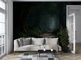 Mystic Forest Path Peel and Stick Wall Mural – Dark Woodland Nature Wallpaper for Bedroom, Living Room & Office