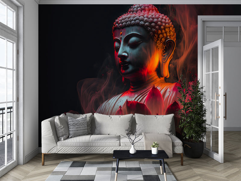 Ethnic print Modern style Non-woven Mural for living room Accent wall for bedroom "Buddha" Spiritual strength Motivational artwork