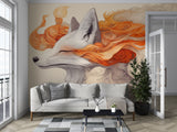Self-Adhesive Full Wall Mural Abstract Art Design for Living Room, Kitchen, Bedroom 'Fox in a Vision'