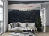 Nordic Design Peel and Stick Wall Mural Scandinavian Style Evening View of the Old Town of Kotor Bay from Mount Lovćen Print for Living Room, Office or Bedroom
