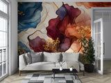 Abstract Floral Ink Non-Woven Wall Mural – Elegant Modern Flower Art Wallpaper