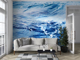 Peel and Stick Wall Mural for Living Room – Blue Ocean Waves Refreshing Design