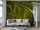 Olive Green Abstract Marble Wall Mural – Modern Minimalist Peel and Stick Wallpaper for Living Room & Bedroom