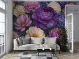 Self Adhesive Floral Wallpaper – Peony & Hydrangea Wall Mural, Removable Botanical Wall Decor