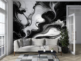 Black & White Abstract Wall Mural – Modern Peel and Stick Wallpaper for Contemporary Interior Design