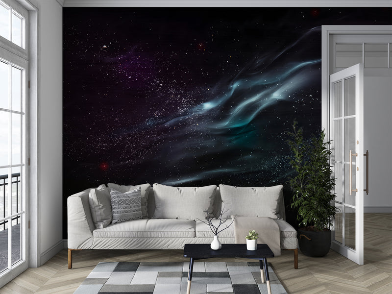 Cosmic Wall Print peel and Stick Muralr For Living Room, Hall, Or Above The Bed "Stream Of Starlight" 🌌