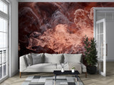 Abstract Wallpaper Romantic Motif Self-Adhesive Wall Mural for Living Room, Bedroom Coral Smoke Mixed with White Abstract Art for Office Print Art Wall 💫