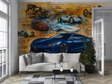 Vintage-style car wallpaper Peel and Stick wall mural for living room, kids' room, art wall in the hall, and office wall print 🚙