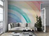 Non-Woven Wall Mural with Hand-Painted Rainbow for a Magical Children’s Room