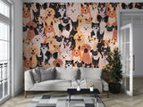 Self-Adhesive Wall Murals Full Wall Collage With Dogs For Cozy Bedroom  Living Room 🐾"Happy Pets"🐾