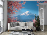 Self-Adhesive Mount Fuji Cherry Blossom Wall Mural – Natural Scenic Landscape for Bedroom