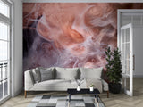 Peel and Stick Wall Mural Full Wall Abstract Print for Living Room Coral White Smoke Abstract Ocean Ink Art Wall for Office Bright Accent Wall