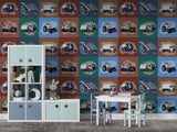 Self-Adhesive Wall Mural – Construction Vehicles Pattern Wallpaper for Kids Room | Peel and Stick Photo Wallpaper