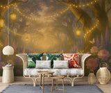Enchanted Forest Kids Wallpaper – Traditional Fairy Path Mural with Lanterns and Flowers for Nursery and Playroom