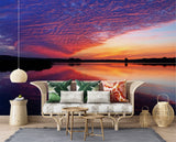 Nature Print Self-Adhesive Wall Mural for Living Room, Relaxation Area "Reflection of Clouds in the Lake" Accent Wall Decor