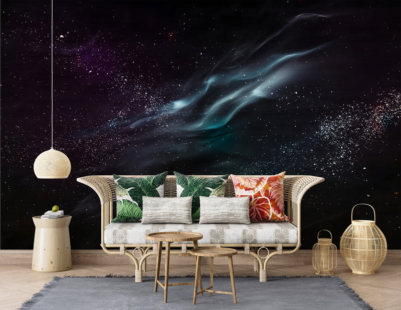 Cosmic Wall Print peel and Stick Muralr For Living Room, Hall, Or Above The Bed "Stream Of Starlight" 🌌