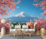 Self-Adhesive Mount Fuji Cherry Blossom Wall Mural – Natural Scenic Landscape for Bedroom
