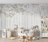 Kids’ Peel and Stick Mural Deer Family  Art Naturalistic Woodland Print for Children’s Room Art Wall Mural  Forest Design for Nursery