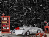 Brutal background Non-woven wallpaper for office Educational print for teen’s room Dark wall with mathematical formulas Full wall art Unique wallpaper ⚙️