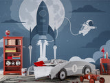 Traditional Kids Wallpaper – Space Rocket & Astronaut Design for Nursery and Children’s Rooms