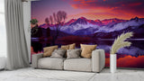 Bedroom and Living Room Wallpapers – Natural Print, Traditional Wall Murals for Accent Wall "Magnetic Mountains in Sunset Rays", Bold Design 🌄