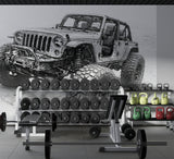 Off-Road Blueprint Wall Mural – Peel and Stick Technical Drawing Wallpaper for Garage & Office