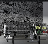 Peel and Stick Grey Graffiti Wall Mural – Modern Interior Design Wallpaper for Gaming Room, Peel and Stick Urban Street Art Decor