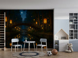 Self-Adhesive Wall Mural Print for Kids Room Lanterns Lighting the River Art Wall Kids Wallpaper Playroom Decor