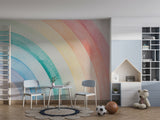 Non-Woven Wall Mural with Hand-Painted Rainbow for a Magical Children’s Room