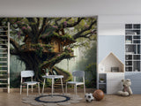 Children’s Dream Fantasy-Themed Mural Desing, Self-Adhesive Kids Wallpaper, Nursery Room Print, ‘Treehouse’ Wall Art