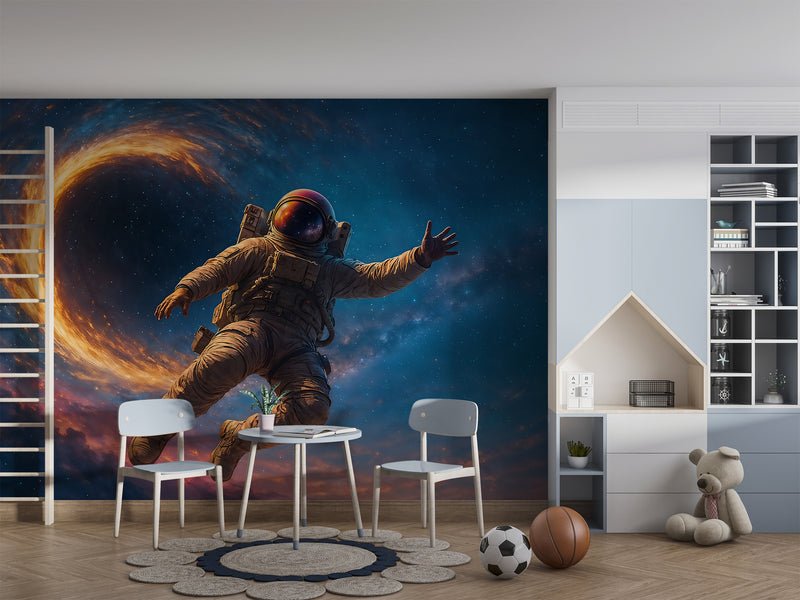 Bright Self-Adhesive Wallpapers For Bedroom, Living Room. Art Print For A Teenager's Room, Feature Wall Poster "Astronaut In The Galaxy Vortex" 👨‍🚀