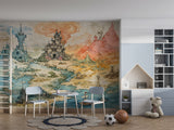 Peel and Stick Wall Mural “Fantasy Kingdom Map” –Wallpaper for Kids Room