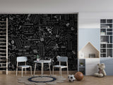 Brutal background Non-woven wallpaper for office Educational print for teen’s room Dark wall with mathematical formulas Full wall art Unique wallpaper ⚙️
