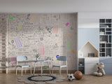 Accent wall Peel and stick wallpaper for kids’ room Bright highlighted formulas Calm background for learning Motivational print Wallpaper for living room or hall ✨