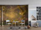 Enchanted Forest Kids Wallpaper – Traditional Fairy Path Mural with Lanterns and Flowers for Nursery and Playroom