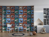 Self-Adhesive Wall Mural – Construction Vehicles Pattern Wallpaper for Kids Room | Peel and Stick Photo Wallpaper