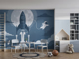 Traditional Kids Wallpaper – Space Rocket & Astronaut Design for Nursery and Children’s Rooms