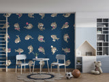 Kids Wall Murals Underwater Theme, Self-Adhesive Full Wall Wallpaper “Funny Sharks” Art Wall for Children’s Playroom 🦈💙