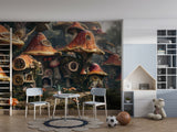 Fantasy Print for Kids Room, Non-Woven Wall Murals, Botanical Design “Mushroom City” for Children’s Playroom 🌿🍄